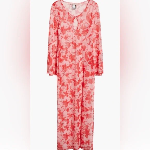 Hutch Maebry Floral Sheer Mesh Long Sleeve Maxi Cover Up Size Small - Picture 3 of 7